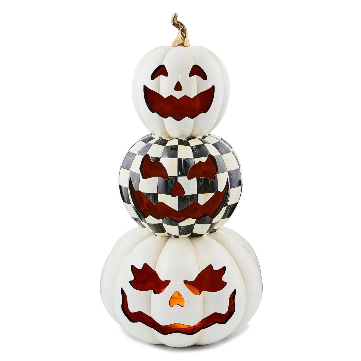 Courtly Check Stacked Illuminated Pumpkins | Wayfair North America