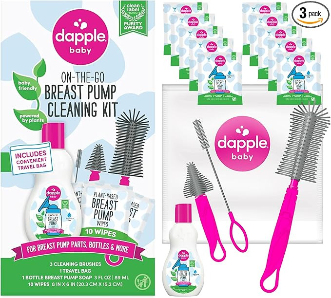 Dapple Breast Pump Cleaning Kit, 3 Baby Bottle Cleaning Brushes, Hypoallergenic & Powered by Plan... | Amazon (US)