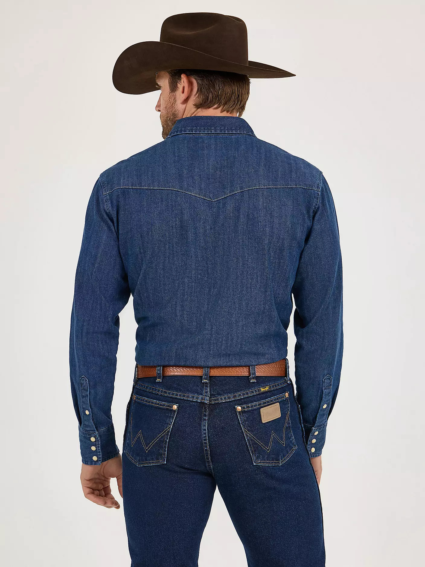 Cowboy Cut® Long Sleeve Western Denim Snap Work Shirt | Wrangler