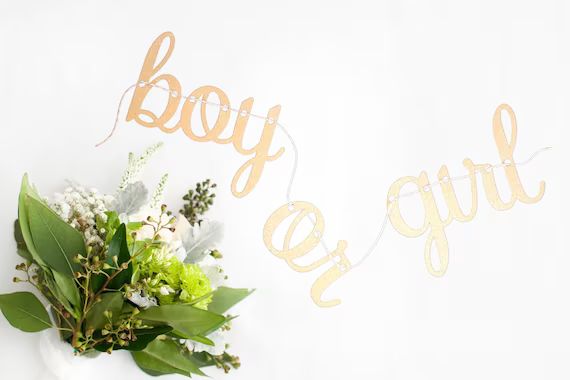 Gender Reveal Banner  Boy or Girl in Gold | Etsy | Etsy (US)