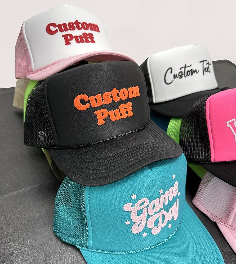 Custom Puff Print Trucker Hat Add Your Text Hat Personalized Trucker Hat | Amazon (US)