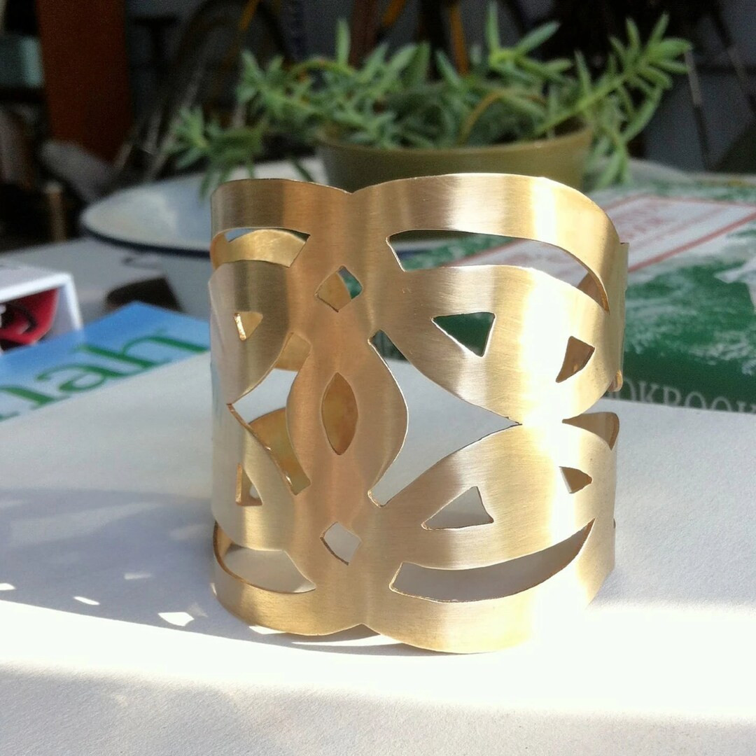 Large Statement Cut Out Cuff Bracelet Chunky Thick bracelet cutout wedding bridesmaids statement ... | Etsy (US)