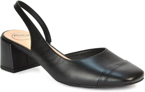 Women's Slingback Heeled Court Shoes Ladies Block Heel Party Comfy Square Toe Shoes Size 3-8 | Amazon (UK)
