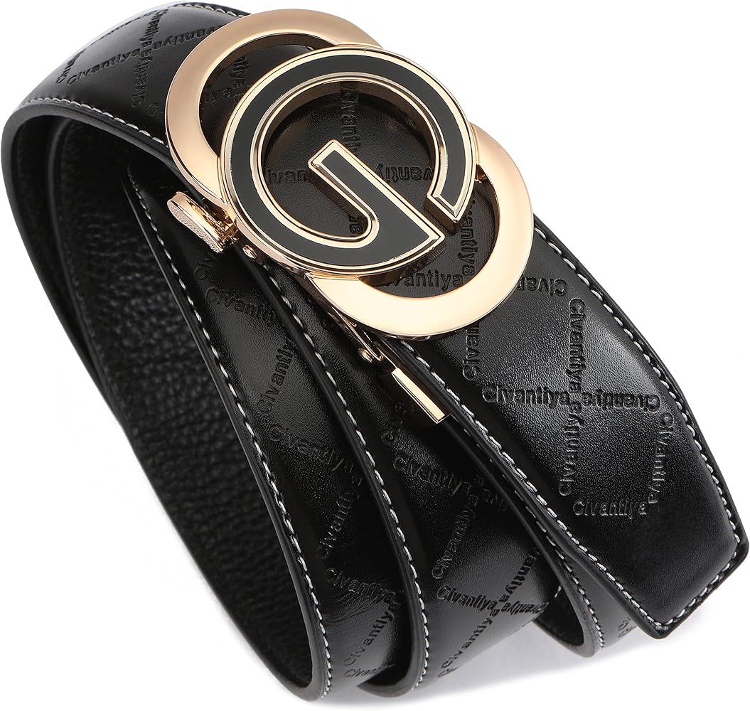 Mens Belt,Civantiya Leather Ratchet Black Slide Buckle Belts For Men | Amazon (US)