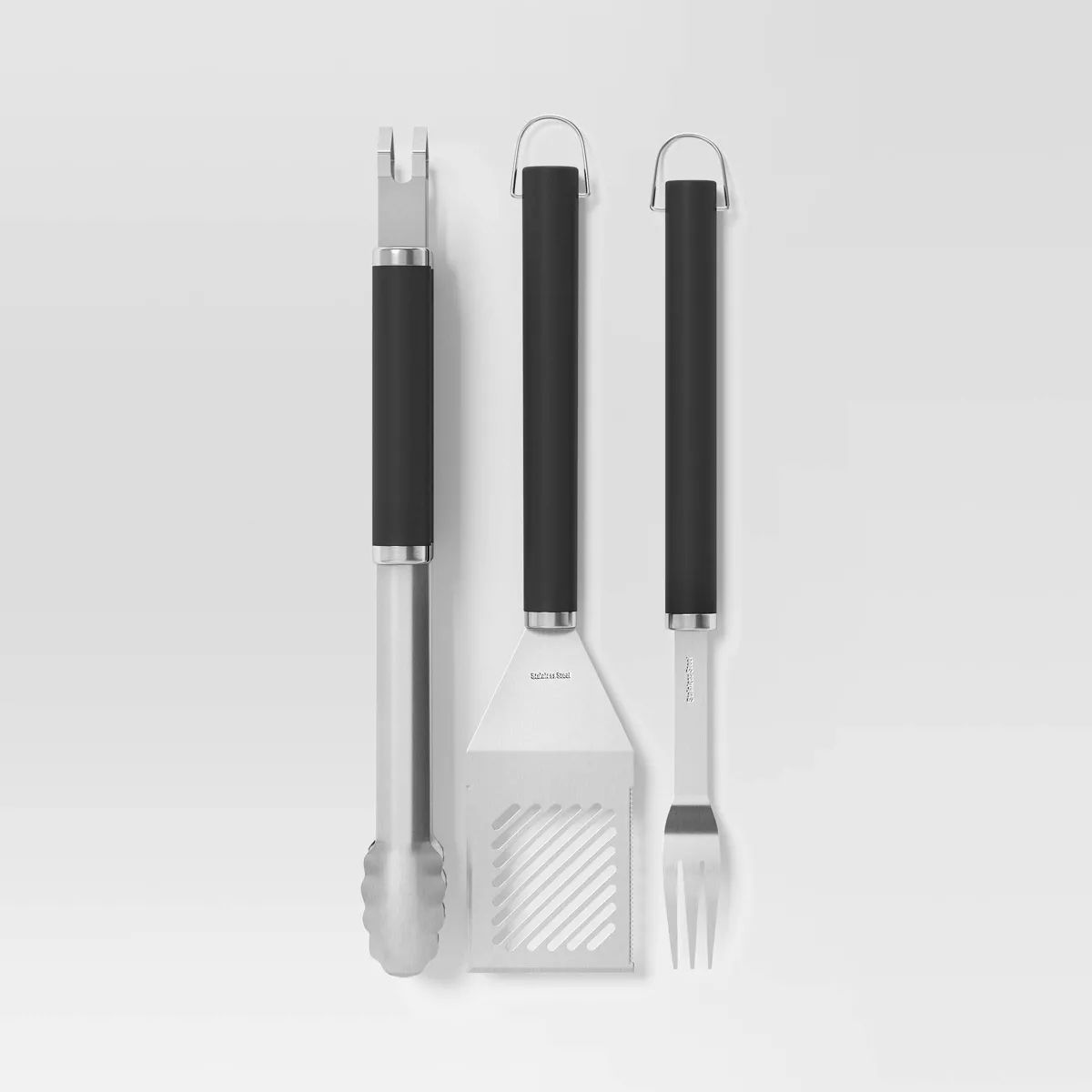 3pc Stainless Steel Grill Tool Set with Handles Light Silver - Room Essentials™ | Target