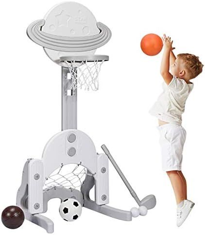 Costzon Kids Basketball Hoop, Toddler Sports Activity Center w/ 5 Adjustable Height Levels, Basketba | Amazon (US)