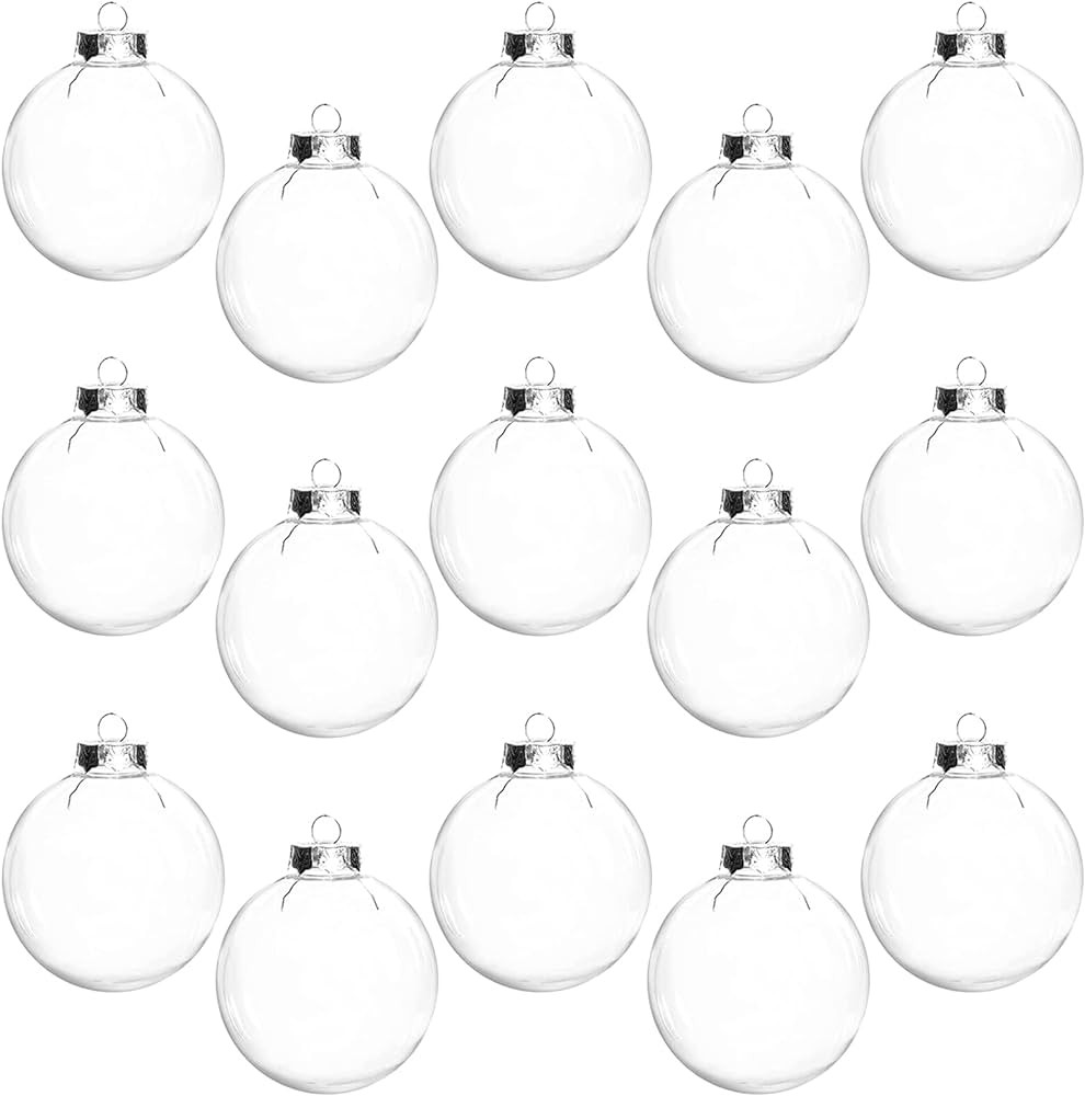 15 Pcs DIY Clear Plastic Fillable Balls Ornament, 2.36Inch Transparent Ornaments Shatterproof Chr... | Amazon (US)