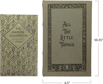 Creative Co-Op MDF & Canvas Book, Set of 2 All The Little Things Storage Box, Natural, 2 | Amazon (US)