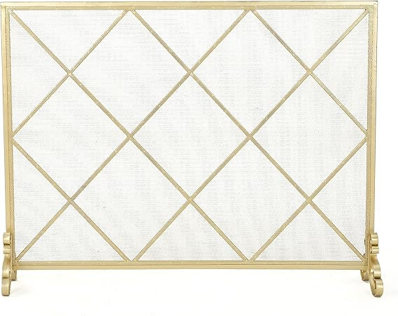 Christopher Knight Home Howell Single Panel Iron Fireplace Screen, Gold | Amazon (US)