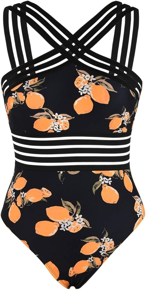 Hilor Women's One Piece Swimwear Front Crossover Swimsuits Hollow Bathing Suits Monokinis | Amazon (US)