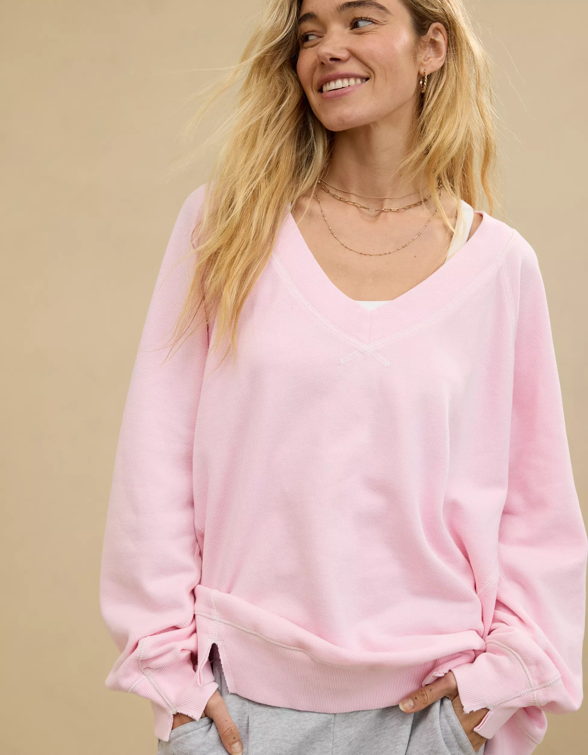 Aerie Downtime V-Neck Sweatshirt | Aerie