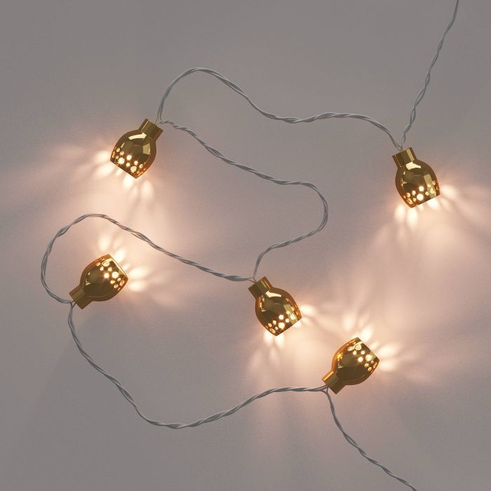 10ct Incandescent Mini Outdoor Lantern String Lights Gold - Opalhouse™ | Target
