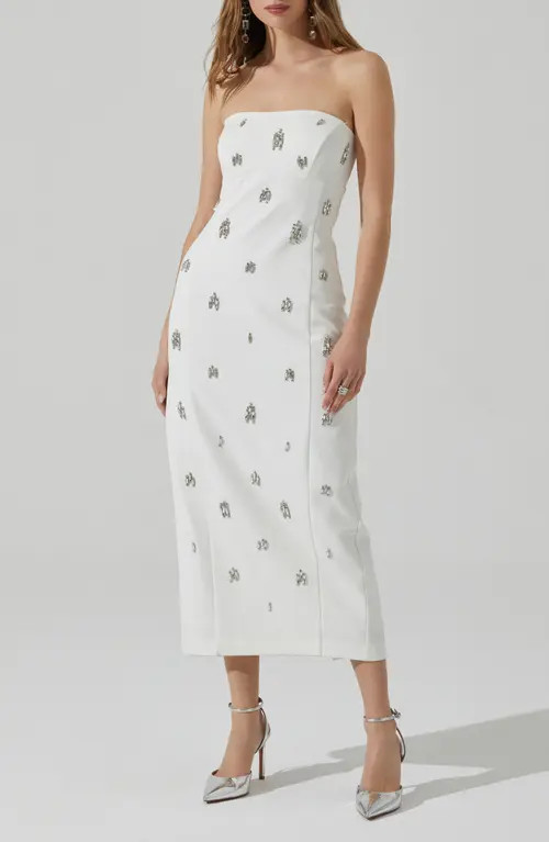 ASTR the Label Camryn Embellished Strapless Maxi Dress in White at Nordstrom, Size Small | Nordstrom