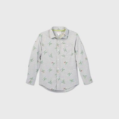 Boys' Dino Long Sleeve Button-Down Shirt - Cat & Jack™ Gray | Target
