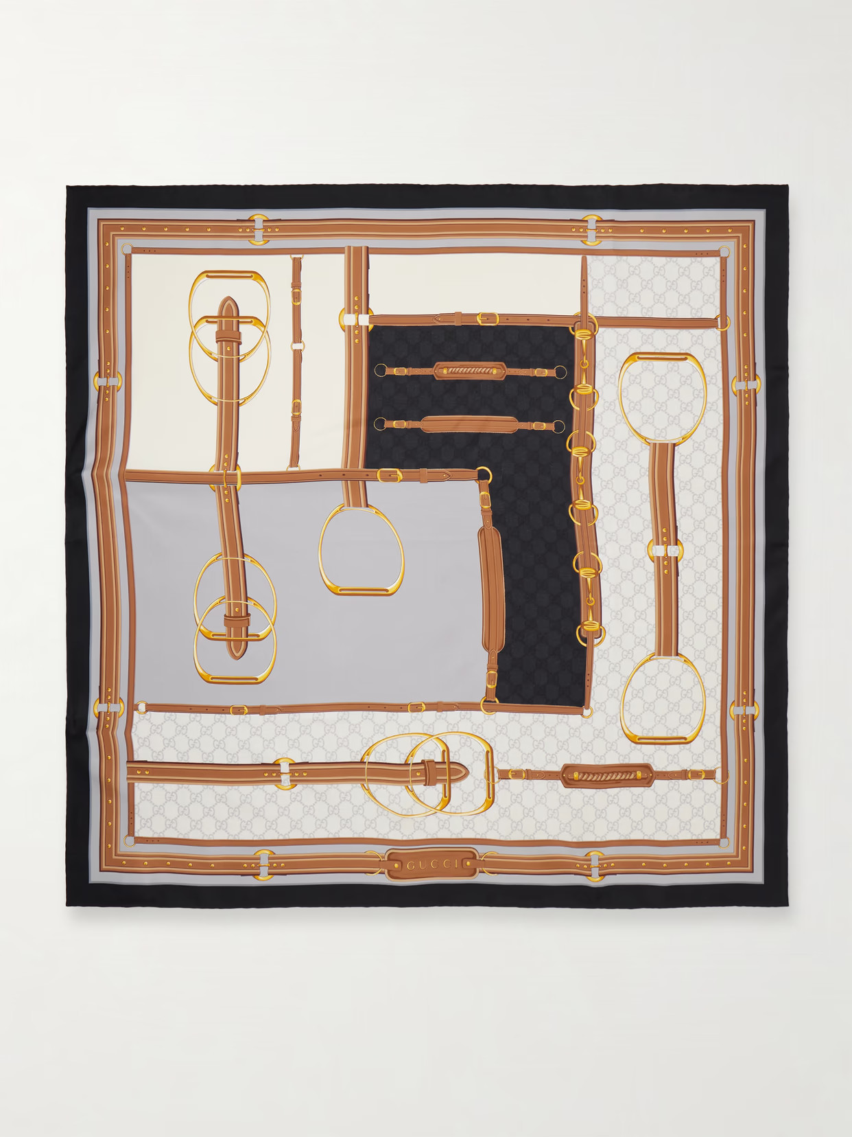 Gucci - Printed Silk-twill Scarf - Gray | NET-A-PORTER (US)