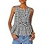 ZESICA Women's Summer Sleeveless Gingham Tank Tops 2026 Crewneck Tie Front Top Loose Ruffle Peplu... | Amazon (US)