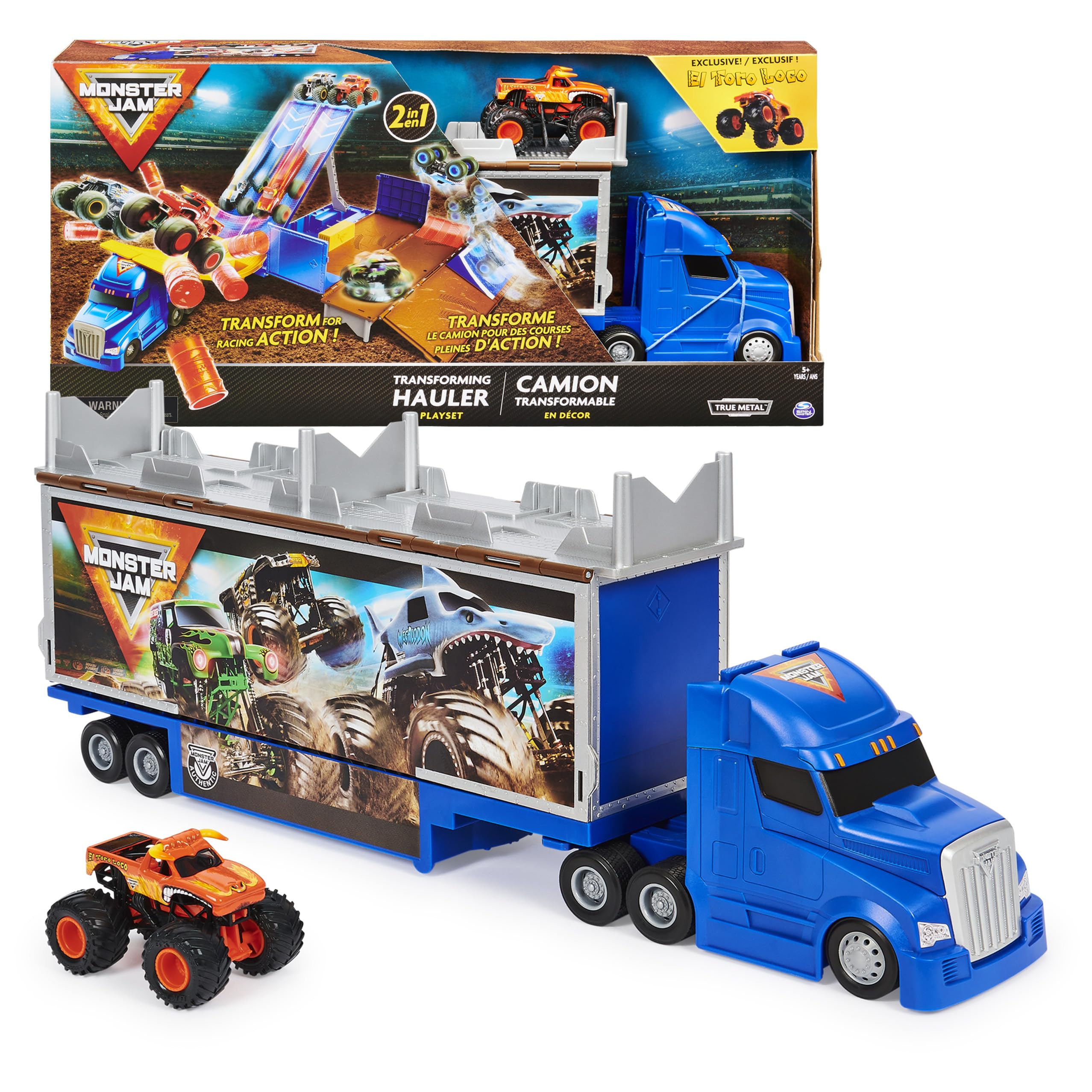 Monster Jam, Transforming Hauler Playset and Storage with Exclusive El Toro Loco Monster Truck, 1... | Amazon (US)