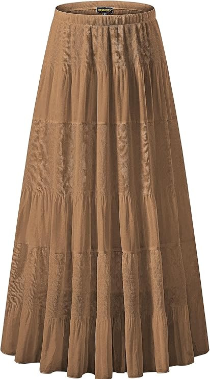NASHALYLY Women's Chiffon Elastic High Waist Pleated A-Line Flared Maxi Skirts | Amazon (US)