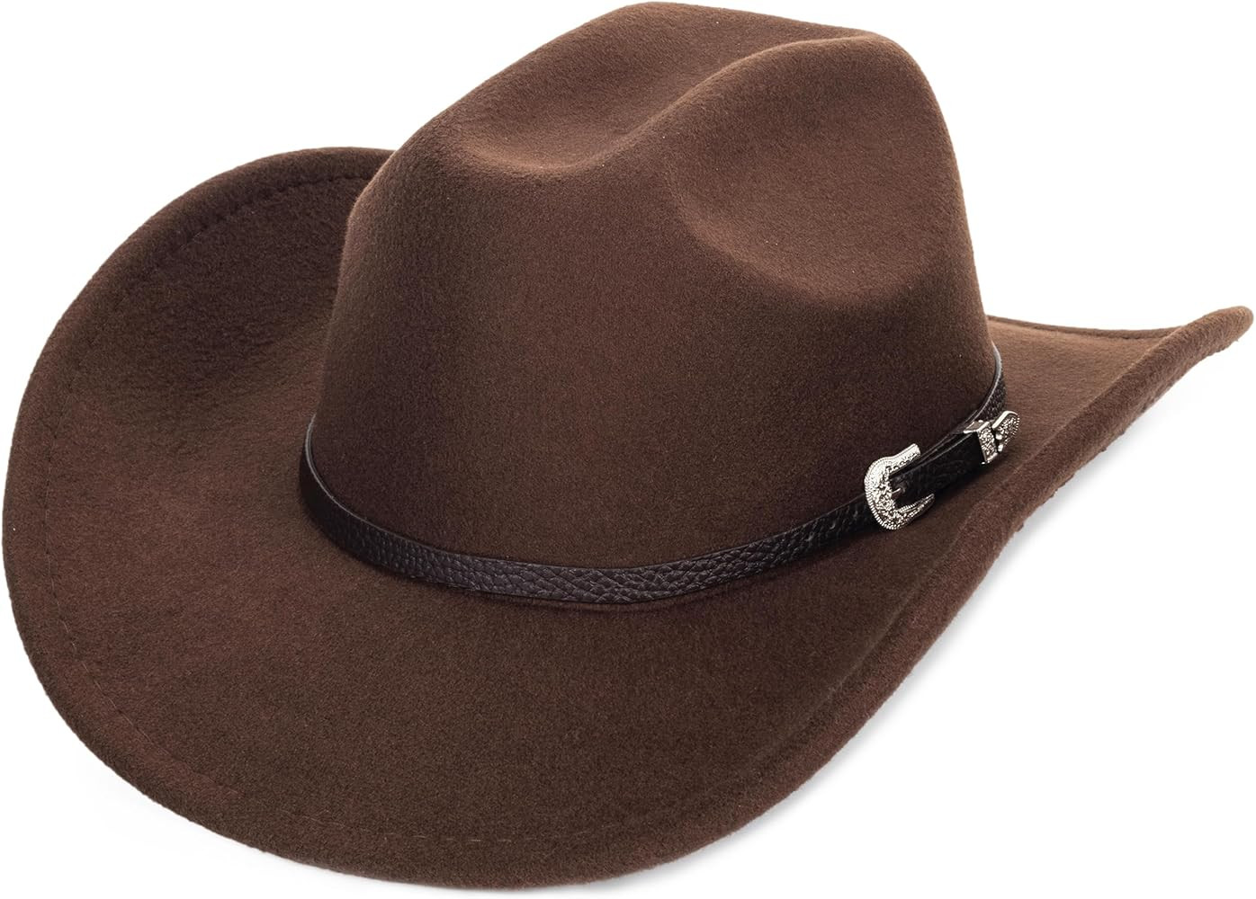 Womens Western Cowboy Hats Studded Pinched Western Cowgirl Hats Wide Brim Fedoras Hat with Belt B... | Amazon (US)