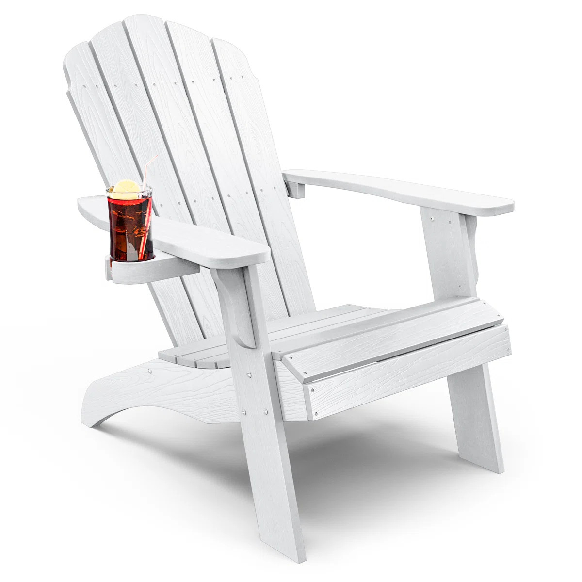Allurine 32" W HIPS Plastic Weather Resistant Adirondack Chair with Cup Holder | Wayfair North America