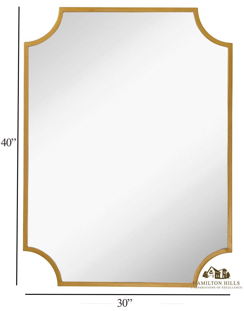 Hamilton Hills Metal Framed 30x40 inch Gold Scalloped Mirror | Large Rectangle Decorative Mirrors... | Amazon (US)