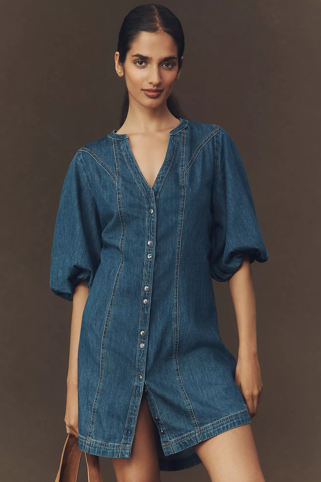 Pilcro Puff-Sleeve Denim Shirt Dress | Anthropologie (US)