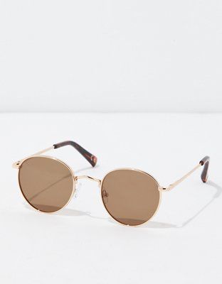 AEO Retro Round Brown Sunglasses | American Eagle Outfitters (US & CA)
