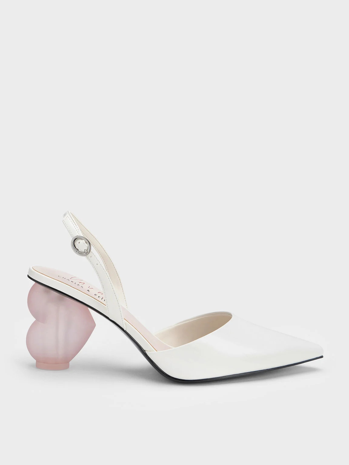 White Heart Heel Slingback Pumps | CHARLES & KEITH | Charles & Keith US