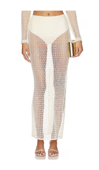 Crochet Bloom Skirt in Beige | Revolve Clothing (Global)