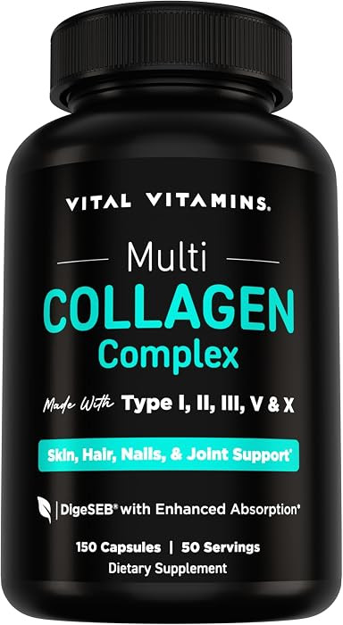 Vital Vitamins Multi Collagen Peptides Capsules for Women & Men - Type I, II, III, V, X Collagen ... | Amazon (US)
