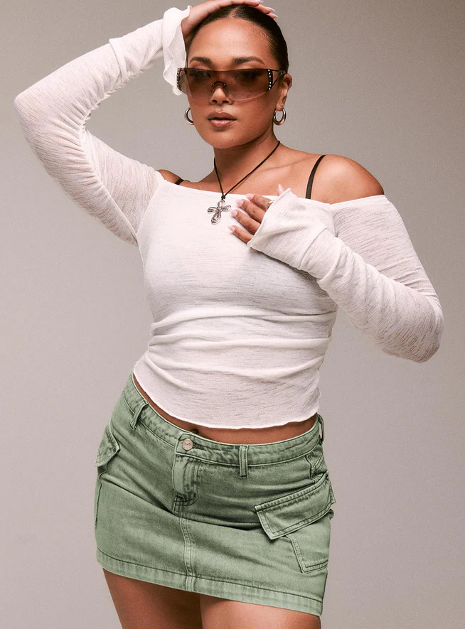 Zakai Cargo Denim Mini Skirt Green | Princess Polly US