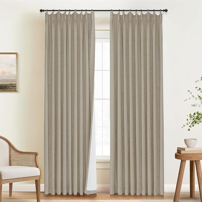 INOVADAY Pinch Pleated Curtains Blackout, Curtains 96 Inches 2 Panels Set, 100% Blackout Curtains... | Amazon (US)