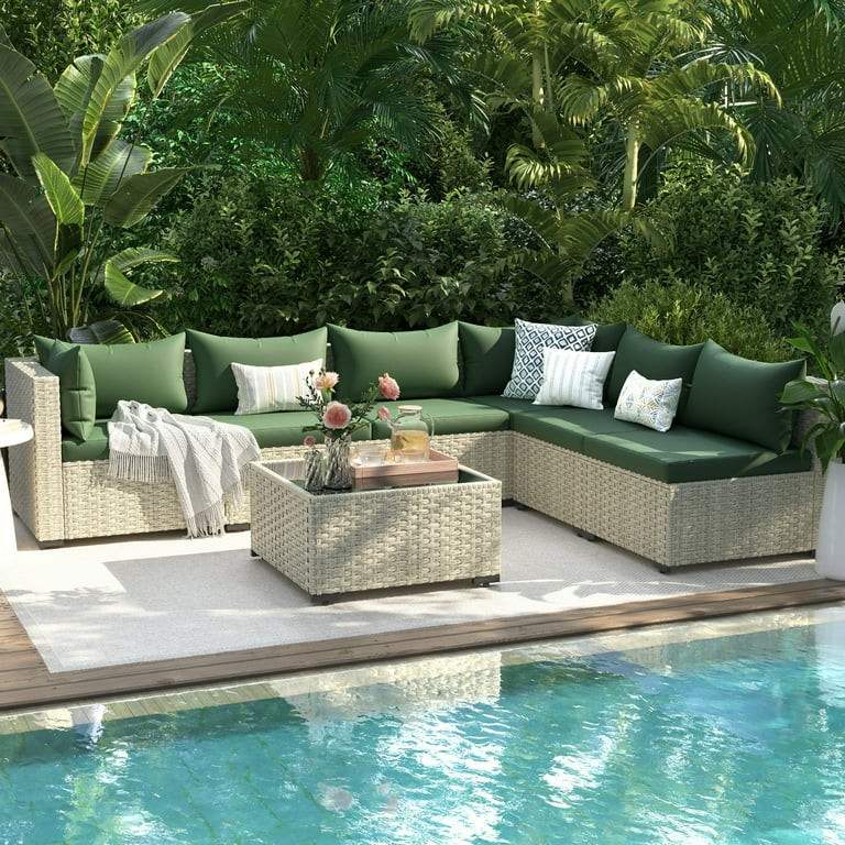 UDPATIO Patio Furniture Sets, Modular Rattan Outdoor Patio Sectional Furniture Sofa Set, Wicker P... | Walmart (US)