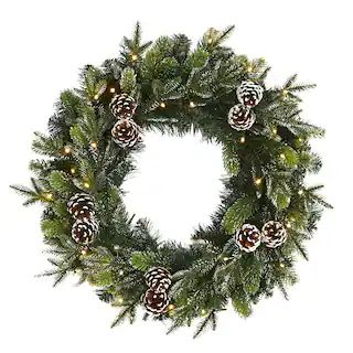 24" Pre-Lit Snowed Pinecone Artificial Christmas Wreath | Michaels | Michaels Stores