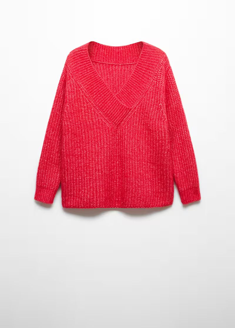 Chunky-knit v-neck sweater -  Women | Mango USA | MANGO (US)