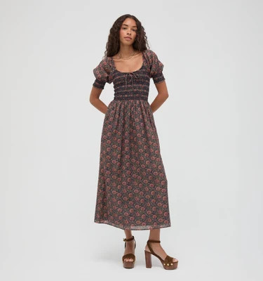 The Madeline Nap Dress -  Thornfield Tapestry Navy/Rust Shadow Stripe Thornfield Tapestry Navy/Rust Shadow Stripe / XL | Hill House Home US