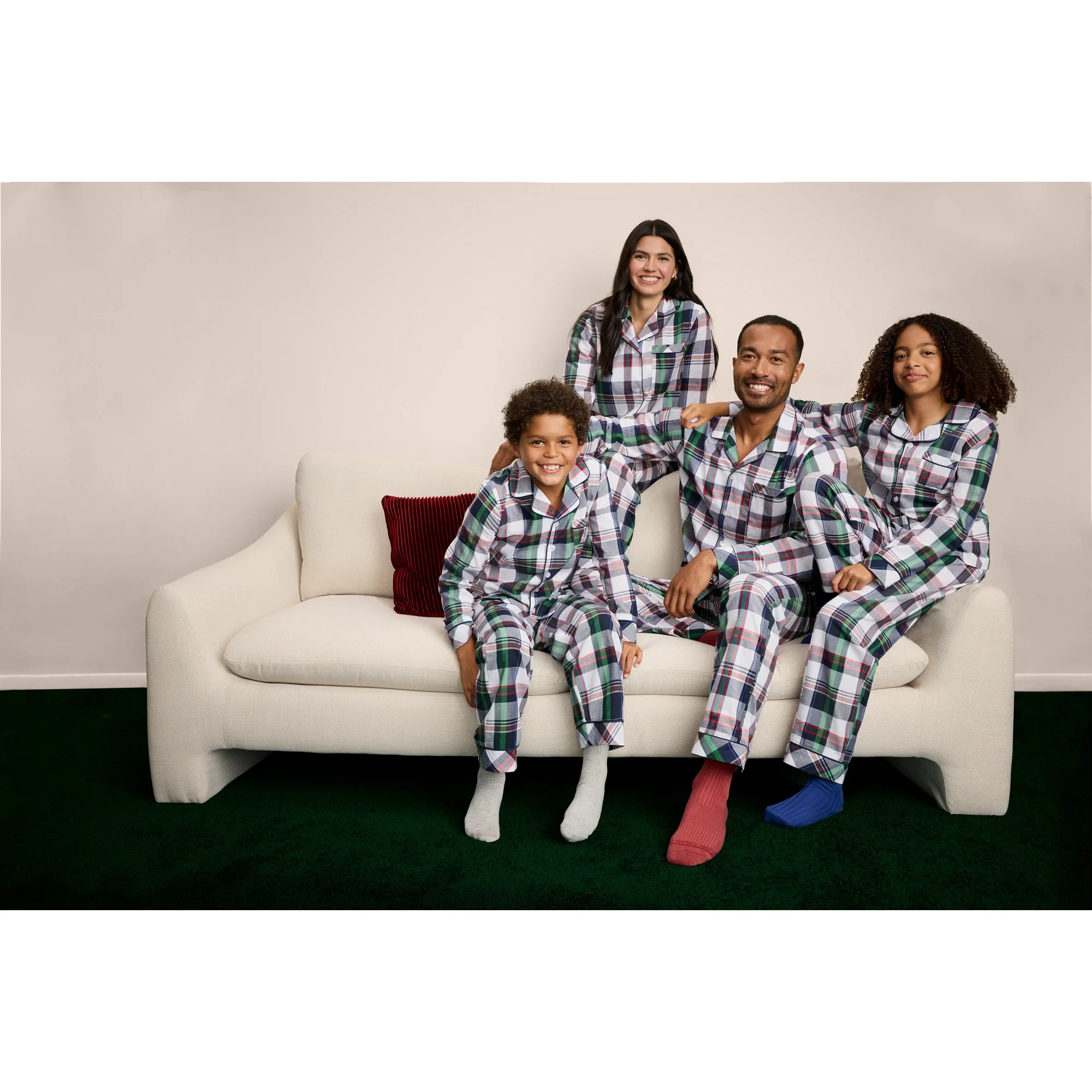 Free Assembly Matching Family Pajamas Women's Cotton Plaid Notch Collar Top and Pants Gift Set, 2... | Walmart (US)