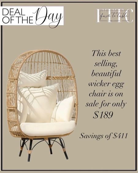 Deal of the Day. Follow @farmtotablecreations on Instagram for more inspiration.

This egg chair is a Walmart Flash Deal and is currently only $189 with savings of $411. Walmart Outdoor Furniture. Outdoor Patio Furniture. Outdoor Egg Chair. Affordable Outdoor Finds  

#LTKSeasonal #LTKsalealert #LTKhome