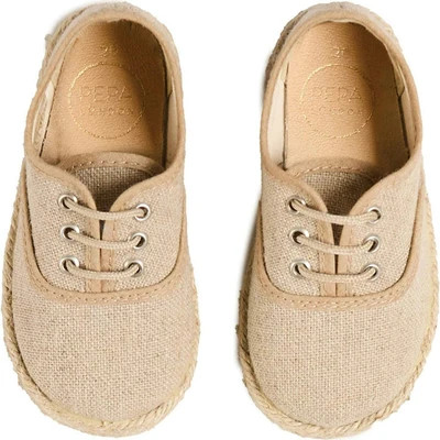 Linen Lace-up Espadrilles in Beige (24-35EU) Beige / Kid US 4 / EU 35 | Maisonette