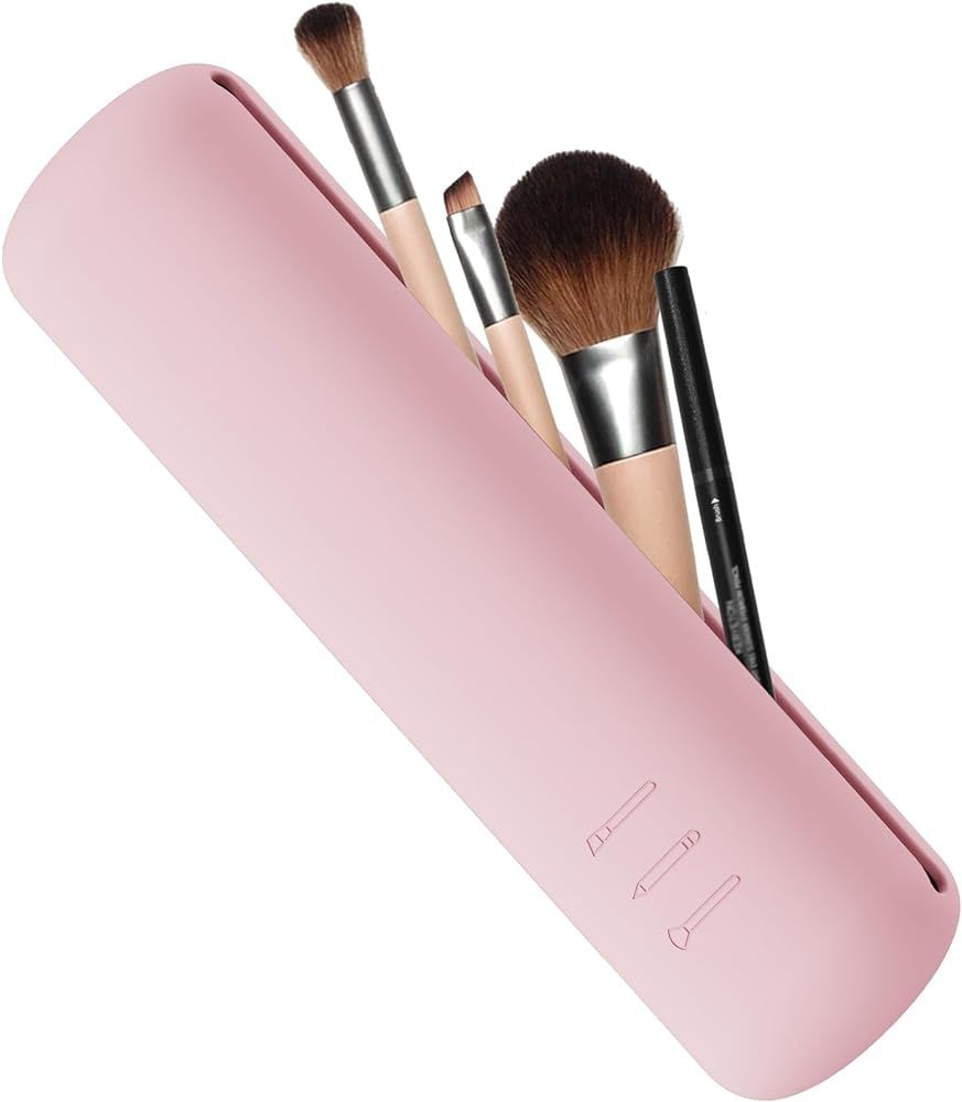 FVION Travel Makeup Brush Holder, Silicone Brush Holder Travel Case, Make Up Brush Pouch with Mag... | Amazon (US)
