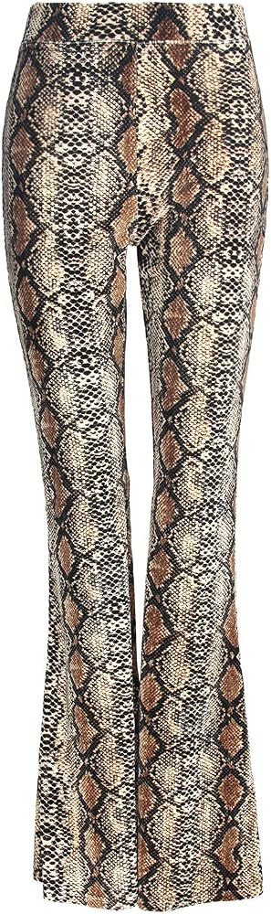 RAMISU Womens Boho Flare Pants, Elastic Waist, Stretchy Leopard Print,Velvet Wide Leg Pants | Amazon (US)
