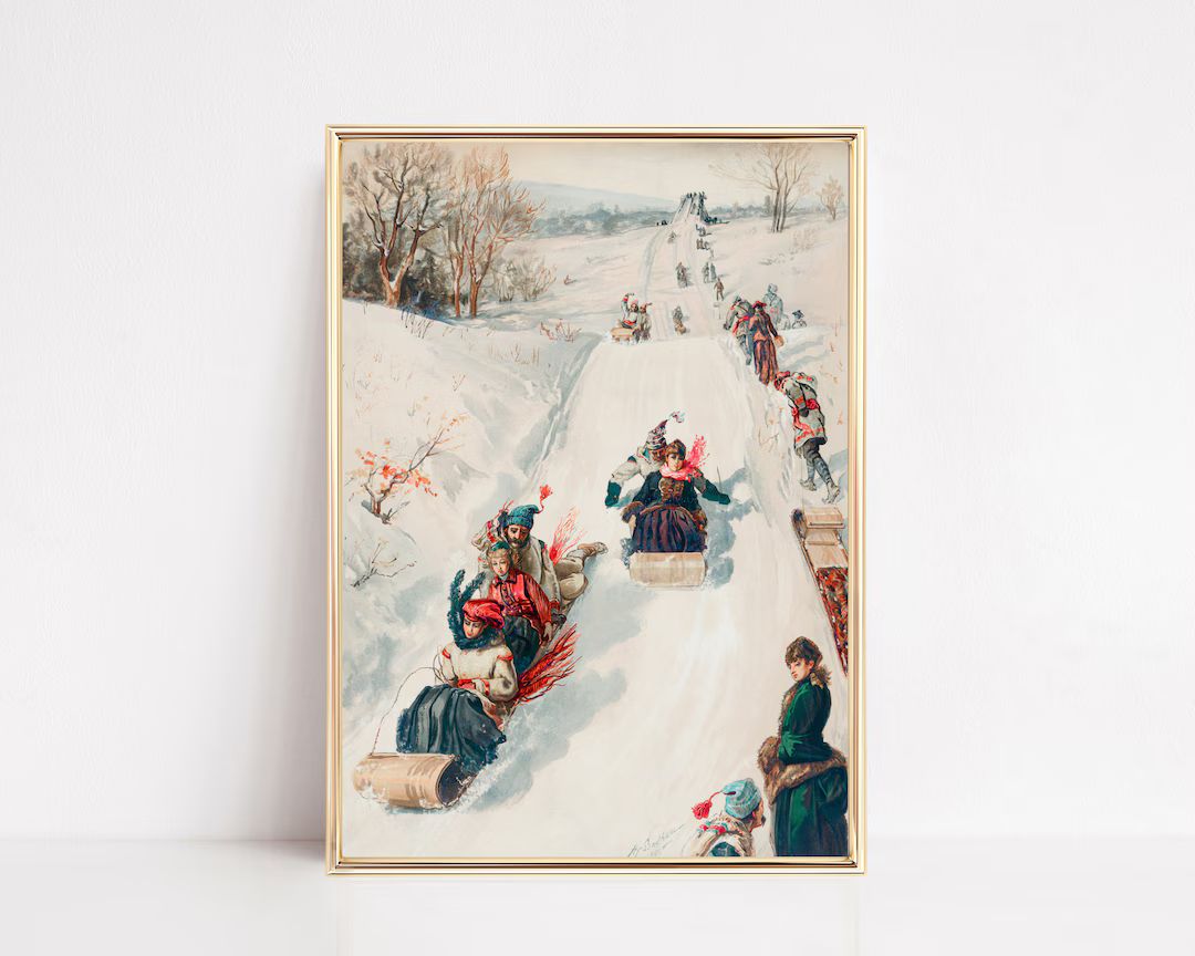 vintage christmas decorations | vintage printable wall art | vintage winter print | antique chris... | Etsy (US)