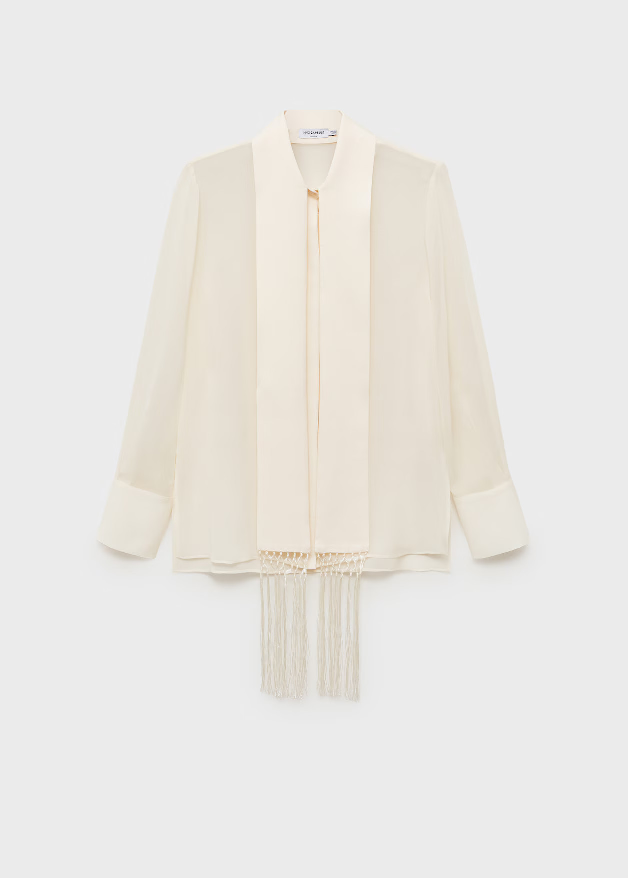 Silk shirt with fringed pocket square - Women | MANGO United Kingdom | MANGO (UK)