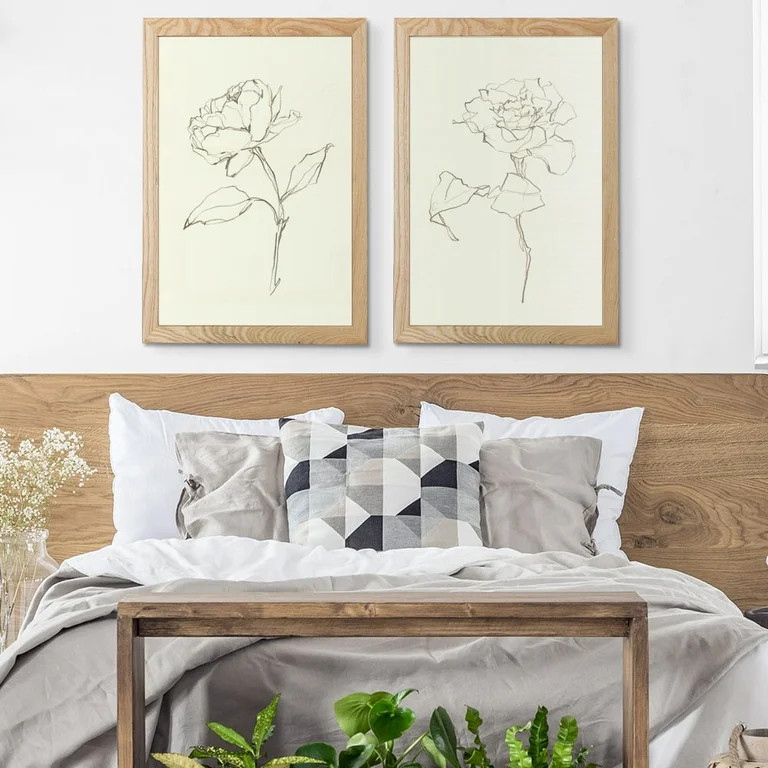 My Texas House - Floral Contour Study Framed Wall Art Print Set - 16x24 | Walmart (US)