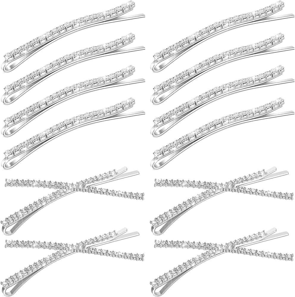 12 Pieces Rhinestone Bobby Pins Decorative Fancy Crystal Bobby Pins Shiny X Shaped Hair Clips Met... | Amazon (US)