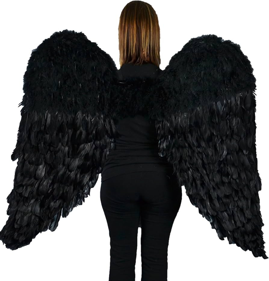 Touch of Nature Black Adult Angel Wings - 52" by 36" - Halo Included - Black Feather Wing - Costu... | Amazon (US)