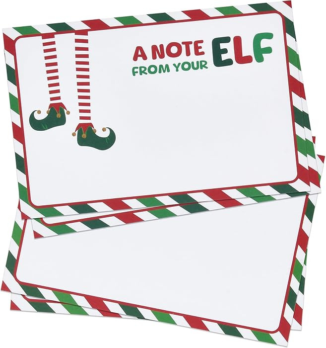 Gift Boutique - 50 Count Christmas Elf Notes Cards To Kids 4" x 6" Cardstock Magical Elves Letter... | Amazon (US)