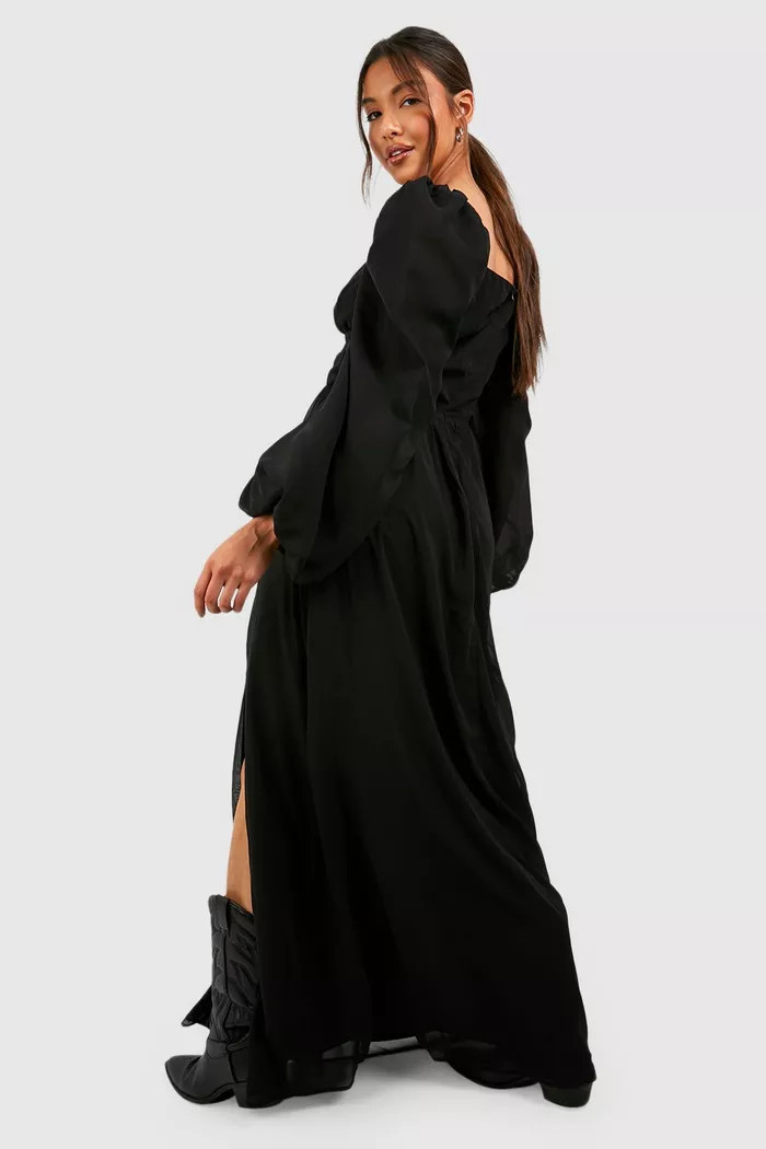 Puff Sleeve Rouched Bust Maxi Milkmaid Dress | Boohoo.com (UK & IE)
