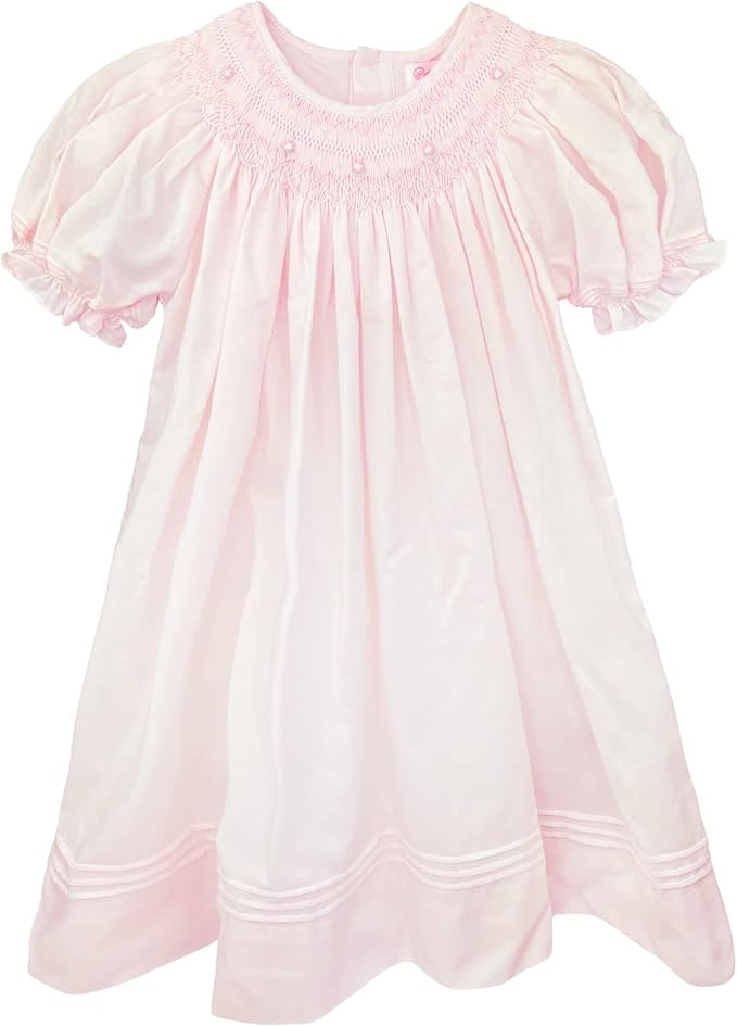 Baby Girls Pink Daygown with Heart Smocking, Pearls, 6 Months | Amazon (US)