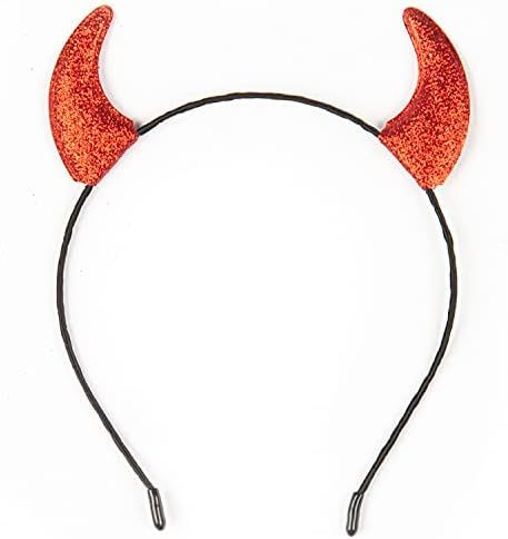 FUNCREDIBLE Red Devil Horns Headband | Glitter Devil Ears Headband | Devil Costume Accessory | Ha... | Amazon (US)